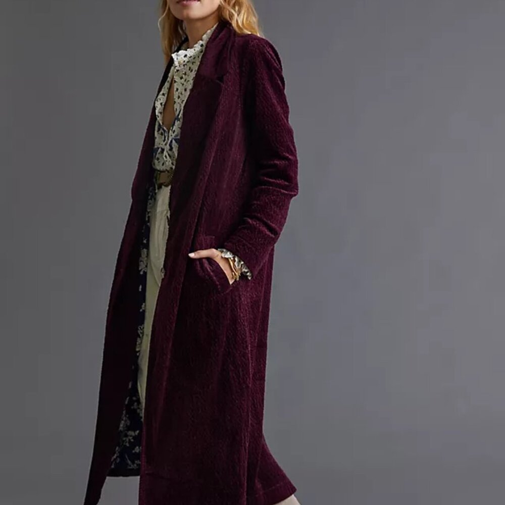 Anthropologie Black Corduroy Duster Jacket